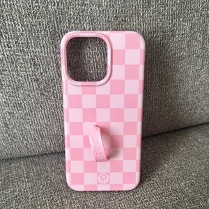 PopSocket Pink Checkered Phone Case with Grip